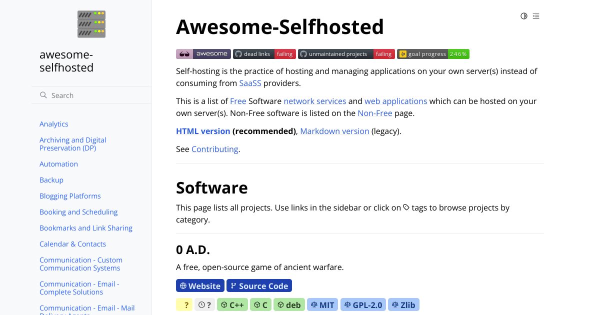 Awesome Self-Hosted